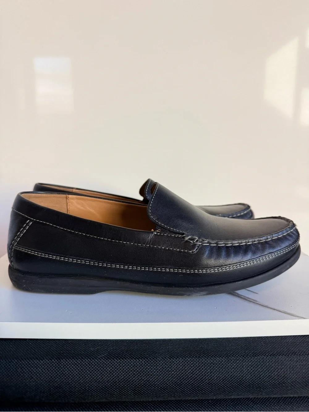 Johnston & Murphy Boy Leather Slip-On Moccasin Loafers